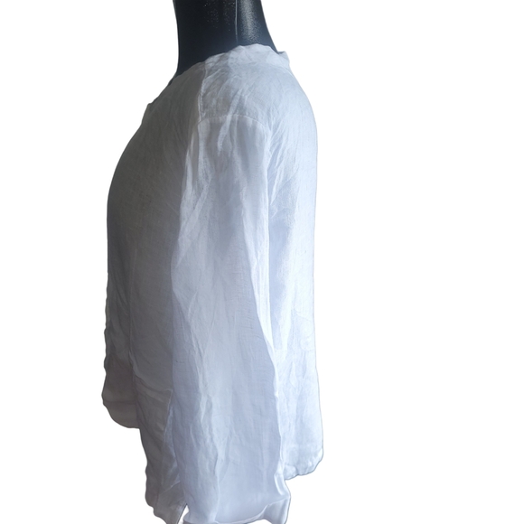 Luca Vanucci White Linen Button Front L - Picture 6 of 8
